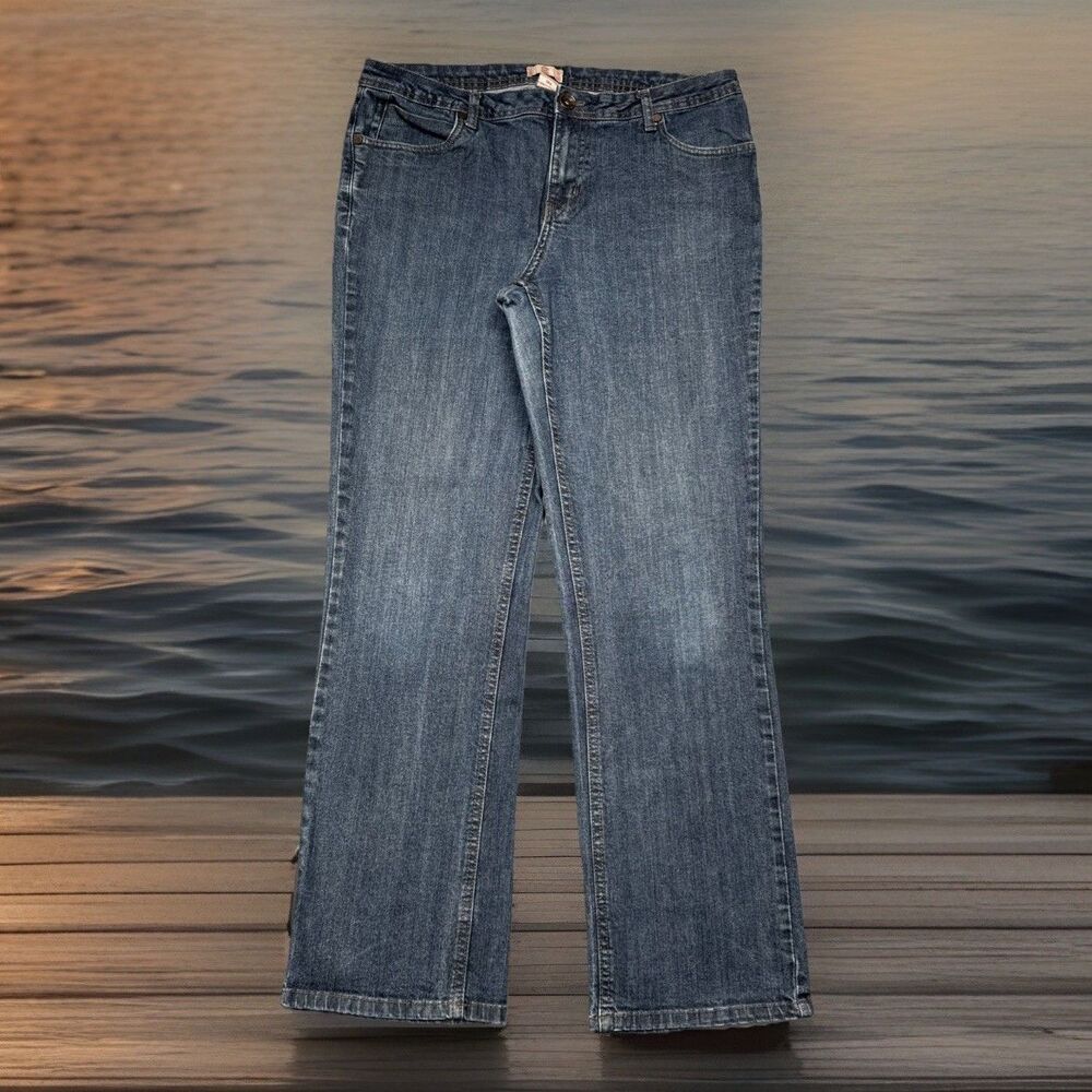Natural Reflections NRJ Straight Jeans 12 (34x30) Blue Mid Rise Stretch Womens